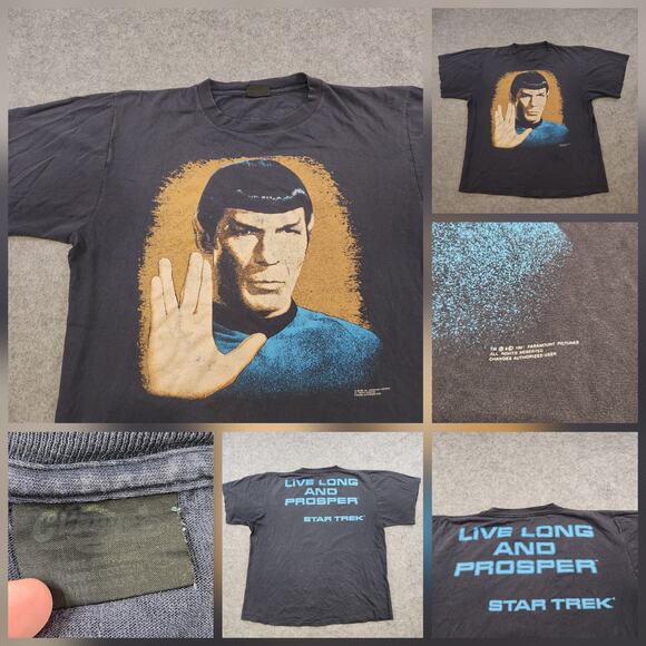 Vintage Star Trek Spock T Shirt Mens XL Live Long Prosper Paramount 1991 90s Tee
